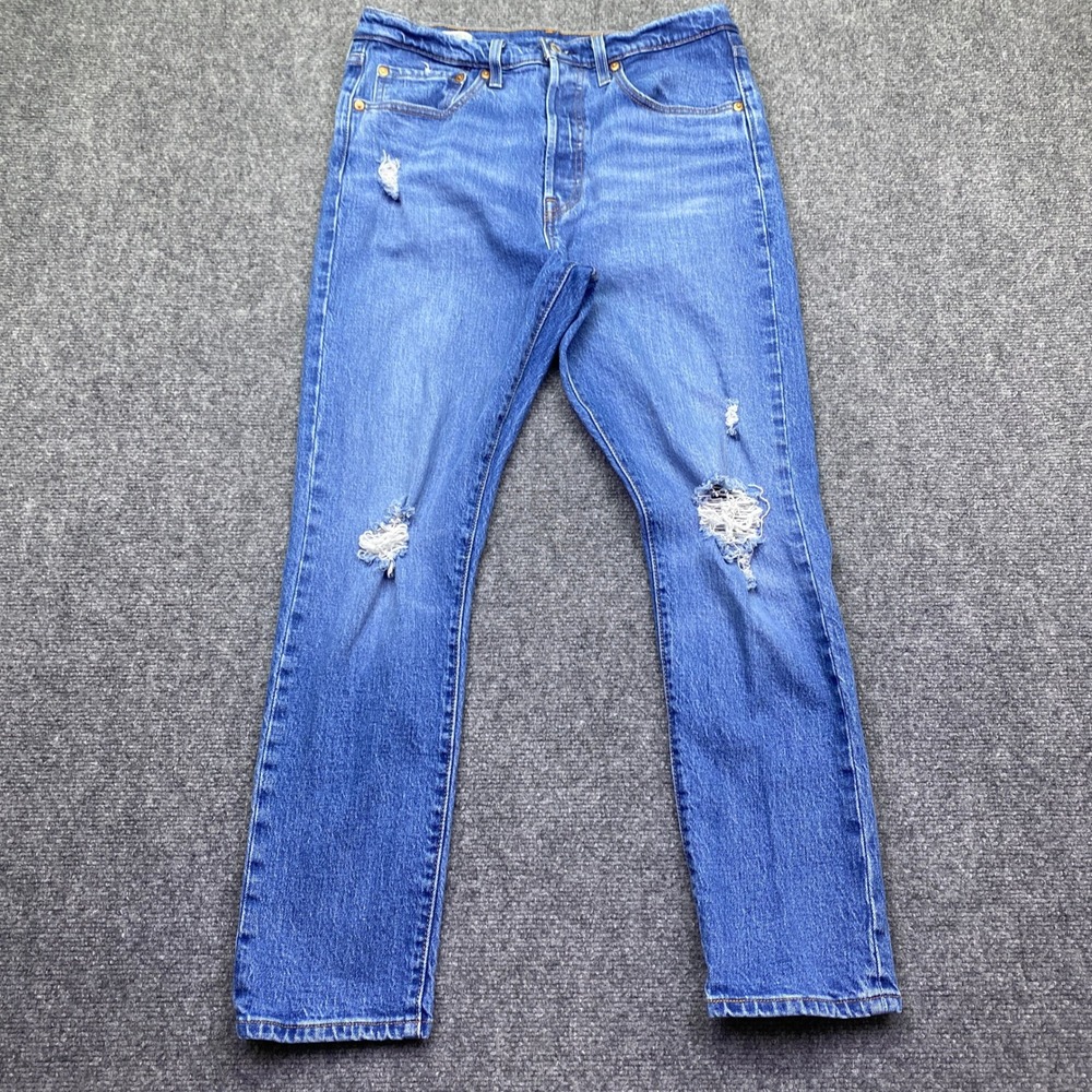 Levis 501 Original Fit Distressed Blue Jeans Sz 30 Button Fly Grunge Western